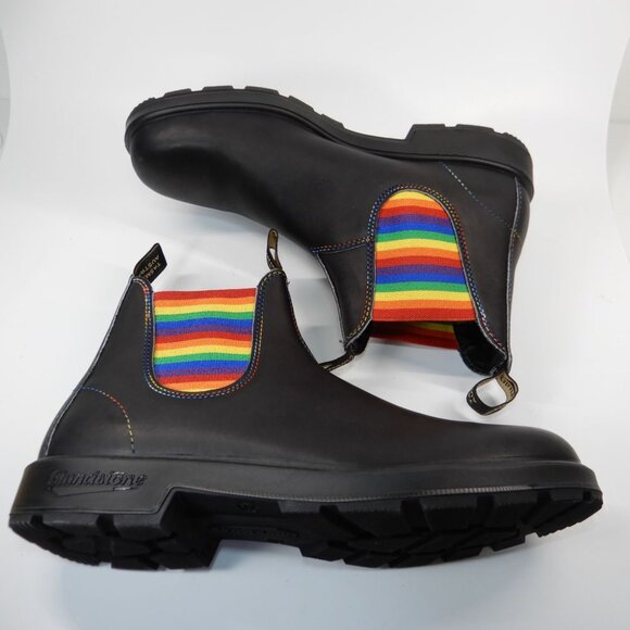 Blundstone Original Chelsea Boots Men\'s US 12 Black Leather Rainbow NEW main image 4